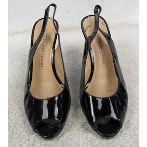Marc Jacob's Women's Open Toe Sling Back Black‎ Heel Size 37 US 7 Made In Italy